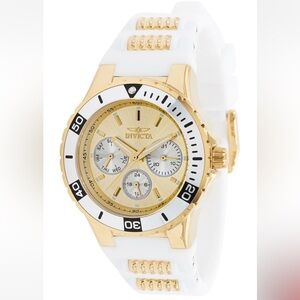 NWT - 37317 - Invicta Women's Gold and White Aviator Watch